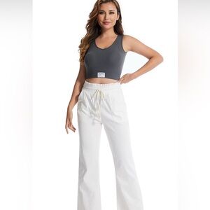 Women's White Wide-Leg Pants large